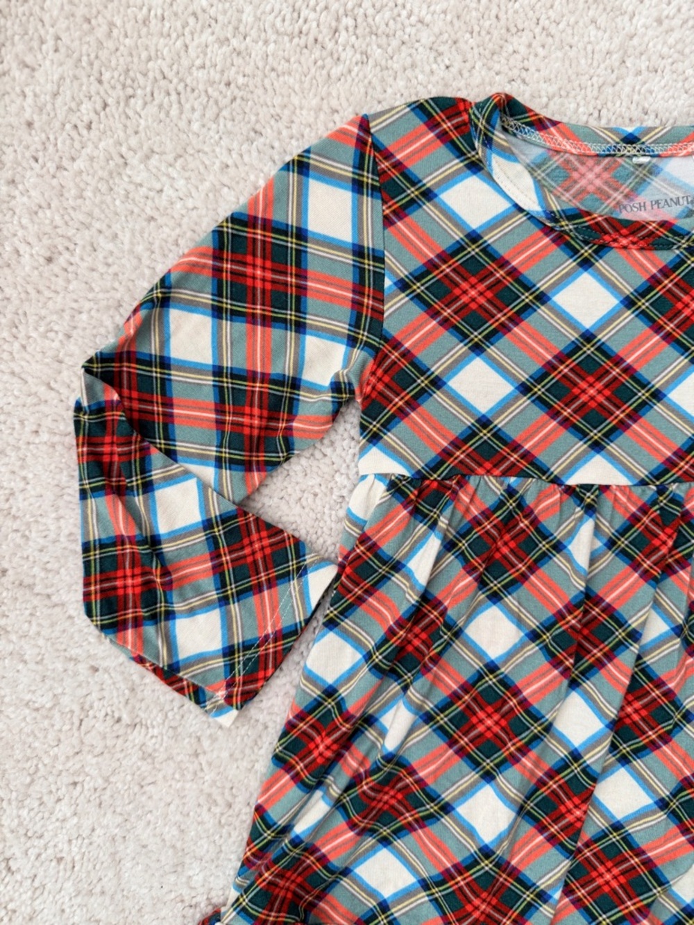 Posh Peanut Christmas Plaid Long Sleeve Bodysuit Dress - Picture 2 of 9